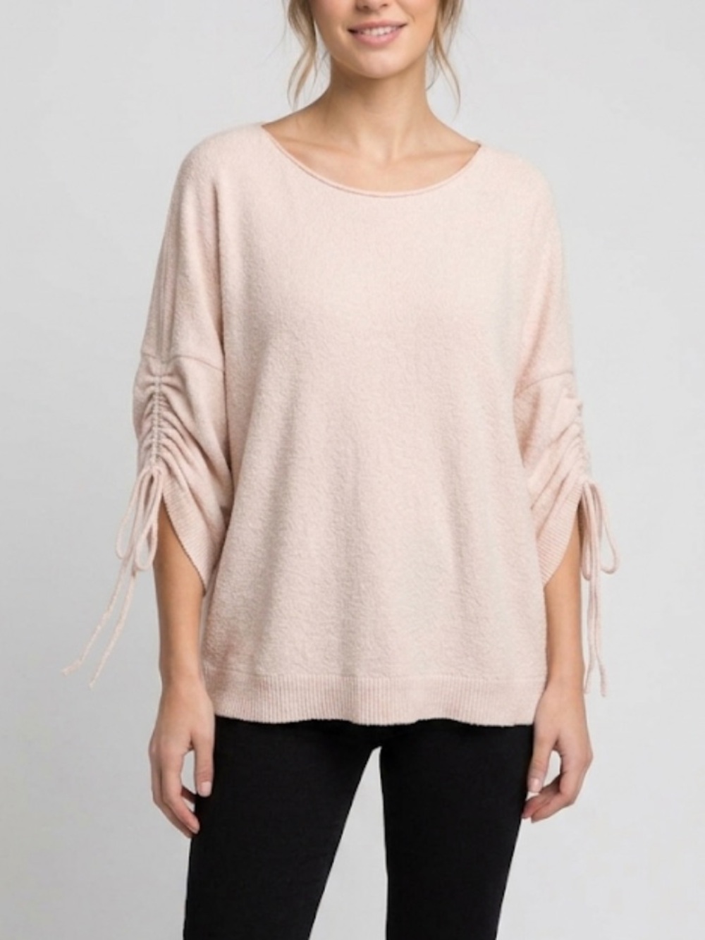 CATO Women’s Light Pink Ruched Sleeve Sweater Size 18/20
